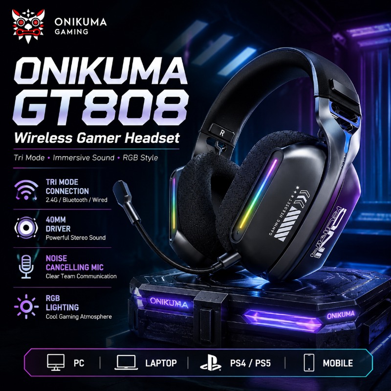 ONIKUMA GT808 Wireless Gaming  - Gaming Headset Rgb recension och pris
